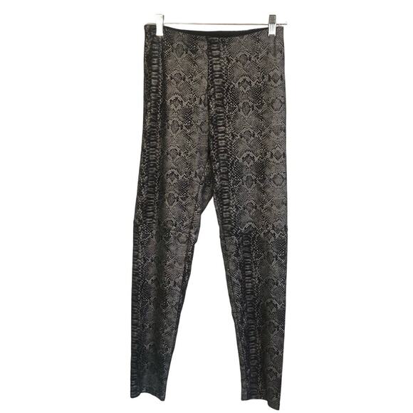 Lysse Size Small Faux Suede Black & Silver Snakeskin Print Legging Pants - Picture 1 of 6